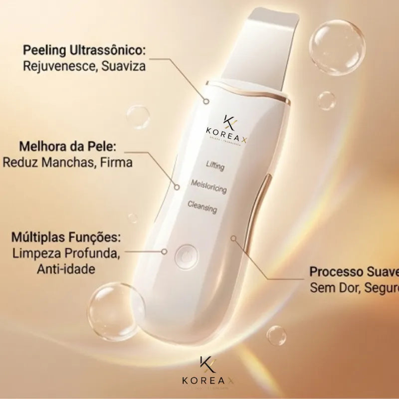 Peeling Ultrassônico Sem dor- Removedor de Cravos e Espinhas- Rejuvenescedor Facial | KoreaX