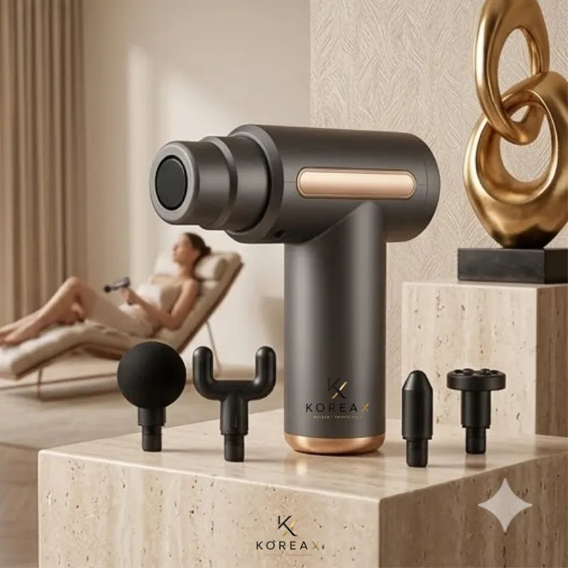 Pistola Massageadora Muscular Portátil - 6 Velocidades e 4 Ponteiras| KoreaX