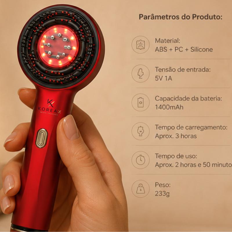 Escova Elétrica Massageadora Com Led -Crescimento Capilar |KoreaX