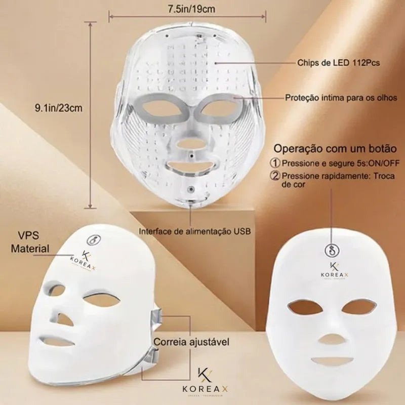 Máscara Facial LED 7 Core e Funções - Pele de Coreana| KoreaX