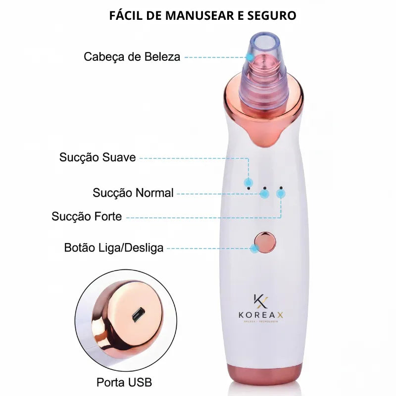 Removedor de Cravos e Espinhas a Vácuo-Limpeza Facial Profunda | KoreaX