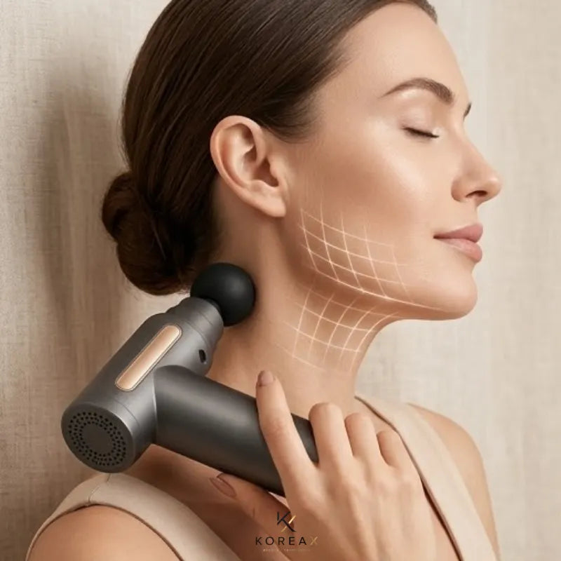 Pistola Massageadora Muscular Portátil - 6 Velocidades e 4 Ponteiras| KoreaX